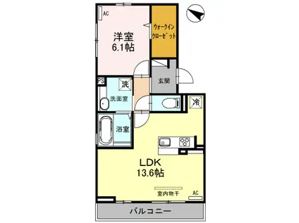 フィラエ 301(1LDK/3階)の間取り写真