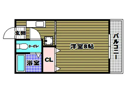 帝塚山パークハイツ(1K/2階)の間取り写真