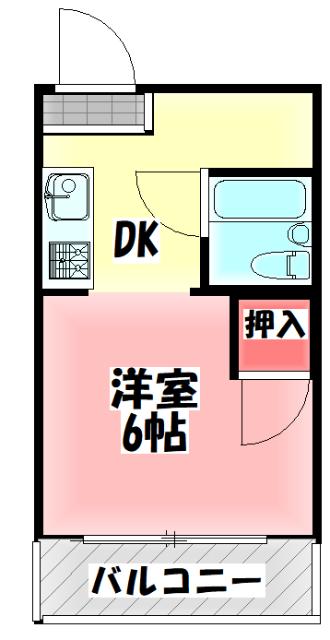 パシフィックヴィラ新森(1DK/1階)の間取り写真