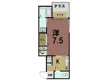 エモン山科(1K/1階)の間取り写真