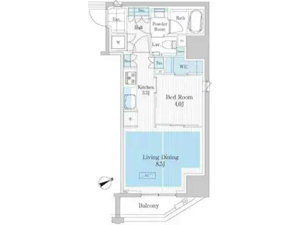 PARK AXIS浅草橋II(1LDK/2階)の間取り写真