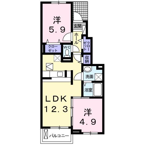 フォレスト・ヒル(2LDK/1階)の間取り写真