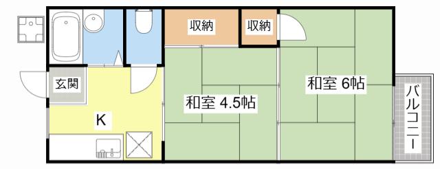プラザエイト(2K/1階)の間取り写真