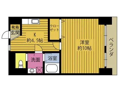 パークサイド賀来(1K/5階)の間取り写真