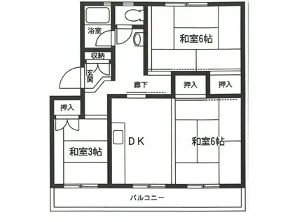 港南台めじろ団地(3DK/5階)の間取り写真