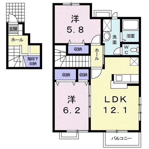 メゾン スターブル(2LDK/2階)の間取り写真
