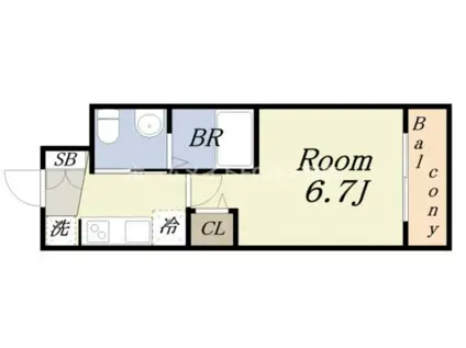 エグゼ弁天町(1K/9階)の間取り写真