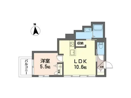 アルマン鵠沼(1LDK/2階)の間取り写真