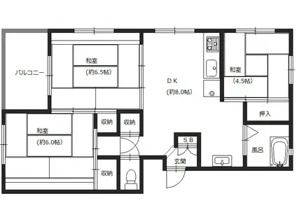 新金岡第317棟(3DK/4階)の間取り写真