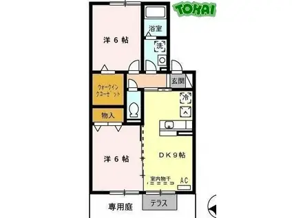 TROIS JOURS III(2DK/1階)の間取り写真