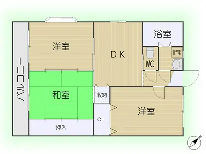 グリーンステージ1(3DK/1階)の間取り写真