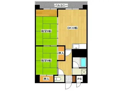 ヴィラナリー北見2(2DK/5階)の間取り写真