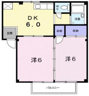 シティハイツ幸A(2DK/2階)の間取り写真