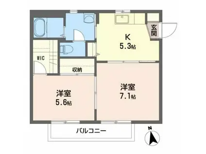 カーサ・ブランシェ(2K/1階)の間取り写真