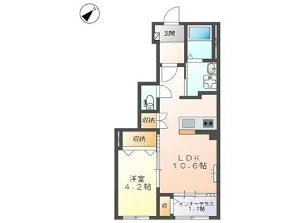 トレアティック島内 TC(1LDK/1階)の間取り写真