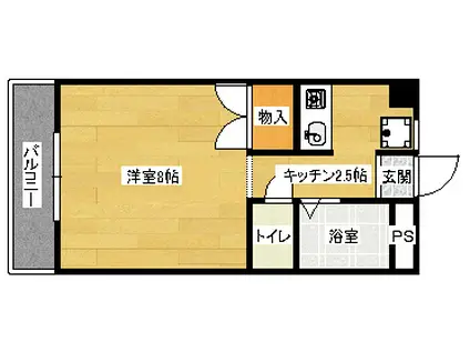 ユースハイム清水(1K/1階)の間取り写真