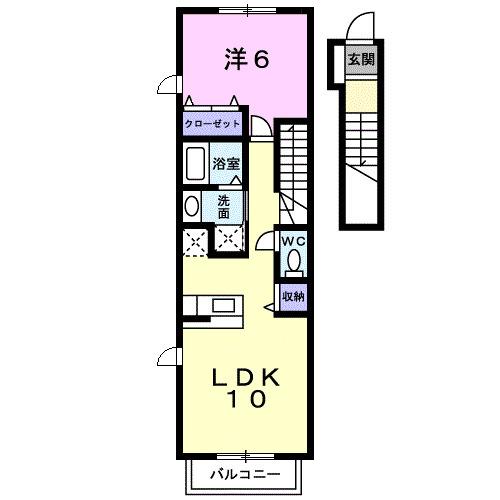 みかんとりんご(1LDK/2階)の間取り写真