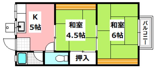 阪口ハイツ(2K/1階)の間取り写真