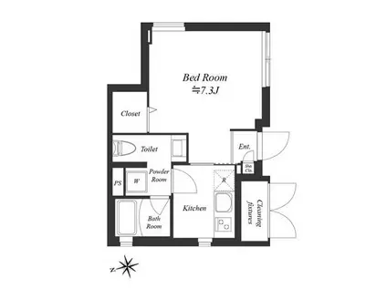 グランデュオ経堂X(1K/1階)の間取り写真