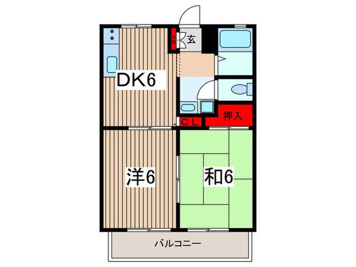 サンビレッジ日進B(2DK/2階)の間取り写真