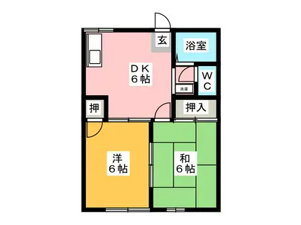 サニーコート(2DK/2階)の間取り写真