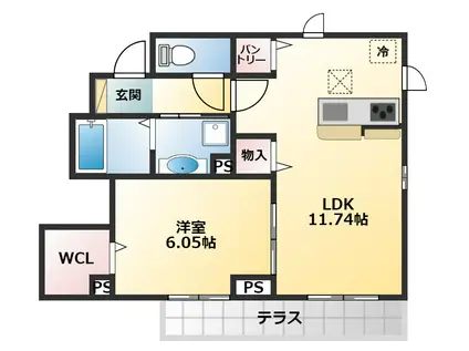 HEIM SPICA(1LDK/1階)の間取り写真
