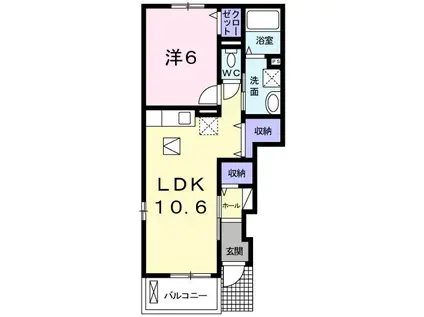 ベルグランツII(1LDK/1階)の間取り写真