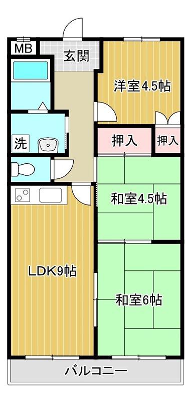 メゾンボヌール(3LDK/2階)の間取り写真