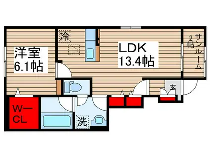 アリビオ(1LDK/1階)の間取り写真
