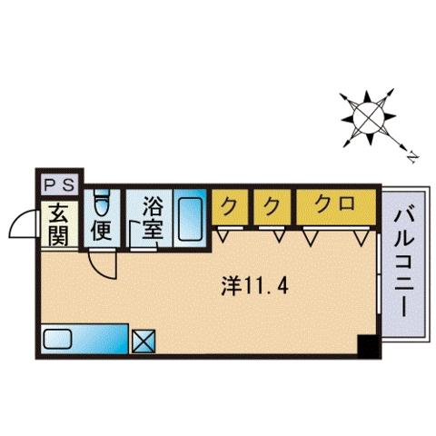 インペリアルヒルズ高宮(ワンルーム/3階)の間取り写真