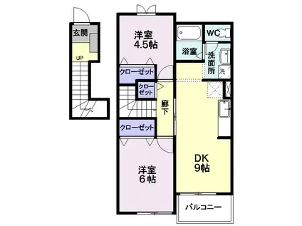 シャン・ド・フルールA(2DK/2階)の間取り写真
