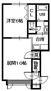 プレズィール豊岡B(1LDK/2階)の間取り写真