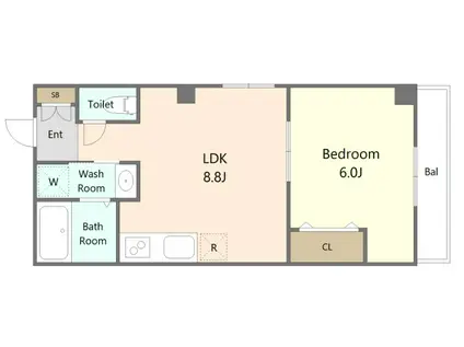 リーフビル(1LDK/6階)の間取り写真