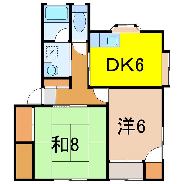 ひかりハイツR(2DK/2階)の間取り写真