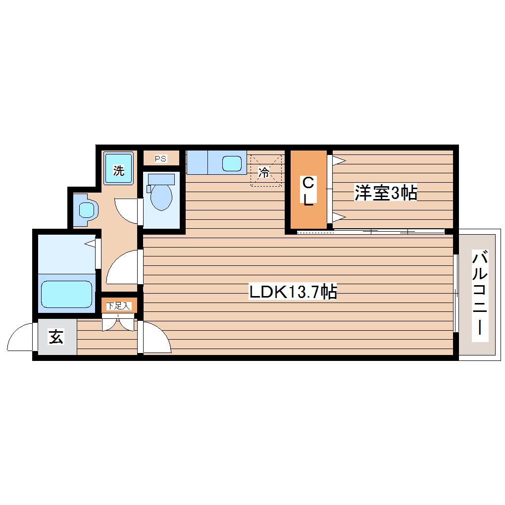 E-JAM長町(ワンルーム/4階)の間取り写真