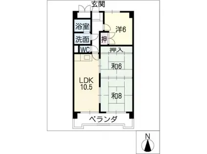 ひまりビル(3LDK/7階)の間取り写真