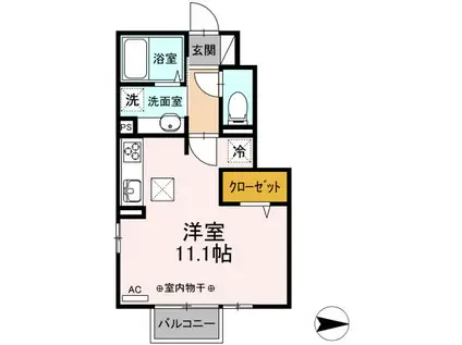 グリーンロジング B(ワンルーム/1階)の間取り写真