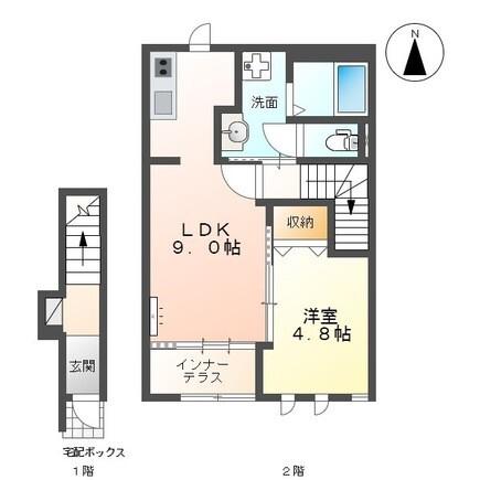 ヴァイオレット(1LDK/2階)の間取り写真