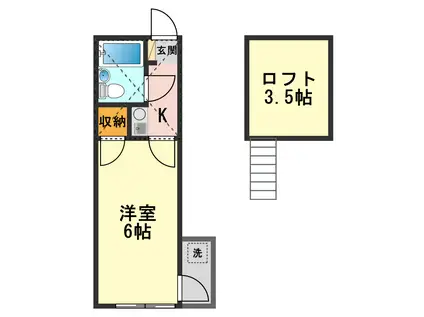 ソリテア江戸川(1K/1階)の間取り写真