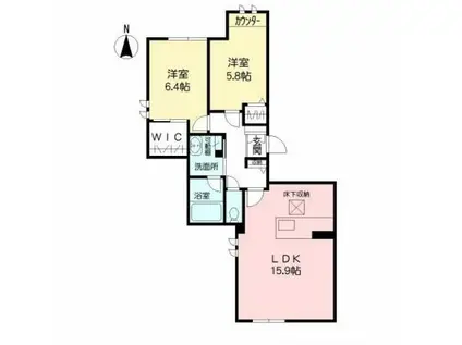 アルル ローズ(2LDK/1階)の間取り写真