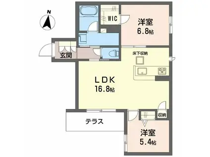シャーメゾン バードヒルズ(2LDK/1階)の間取り写真