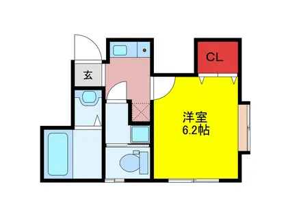 エルヴィーナ長瀬(1K/2階)の間取り写真