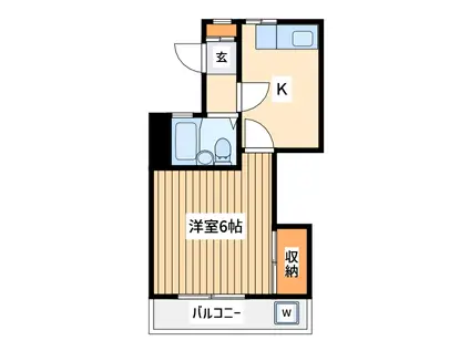 国立レジデンス(1K/2階)の間取り写真