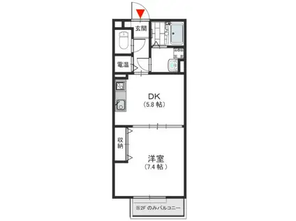 T-FORESTB棟(1DK/2階)の間取り写真