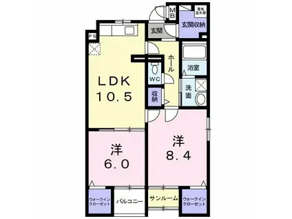 メゾン フォーリスト(2LDK/1階)の間取り写真