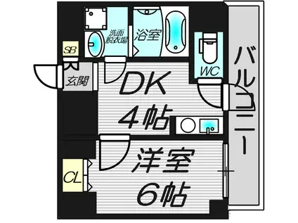 ヴァンスタージュ姫里(1DK/3階)の間取り写真