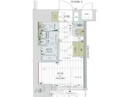 レジュールアッシュ神戸ヴィヴァン(1K/3階)の間取り写真