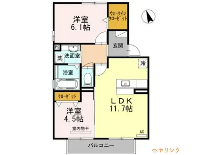 パルケ山口 A棟(2LDK/2階)の間取り写真