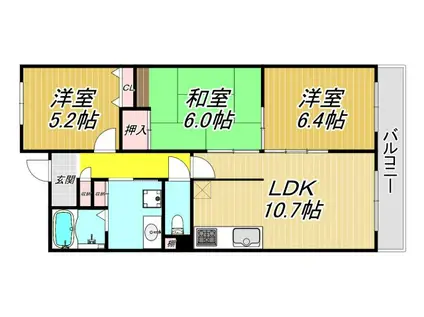 ノースウイング(3LDK/3階)の間取り写真