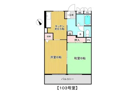 マノワール玉堤(2K/1階)の間取り写真